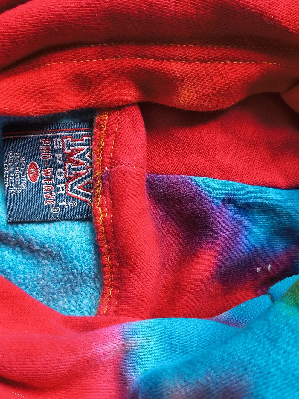 MV Sport Tie-Dye Rehoboth Hoodie in Pink, Blue, Yellow, Orange size xlarge